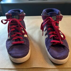 Purple and pink high top sneakers